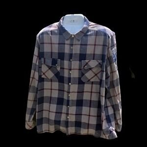 LAPG LA Police Gear Plaid BackUp Flannel Snap Button Shirt BLUE/RED/GRAY Men 2XL
